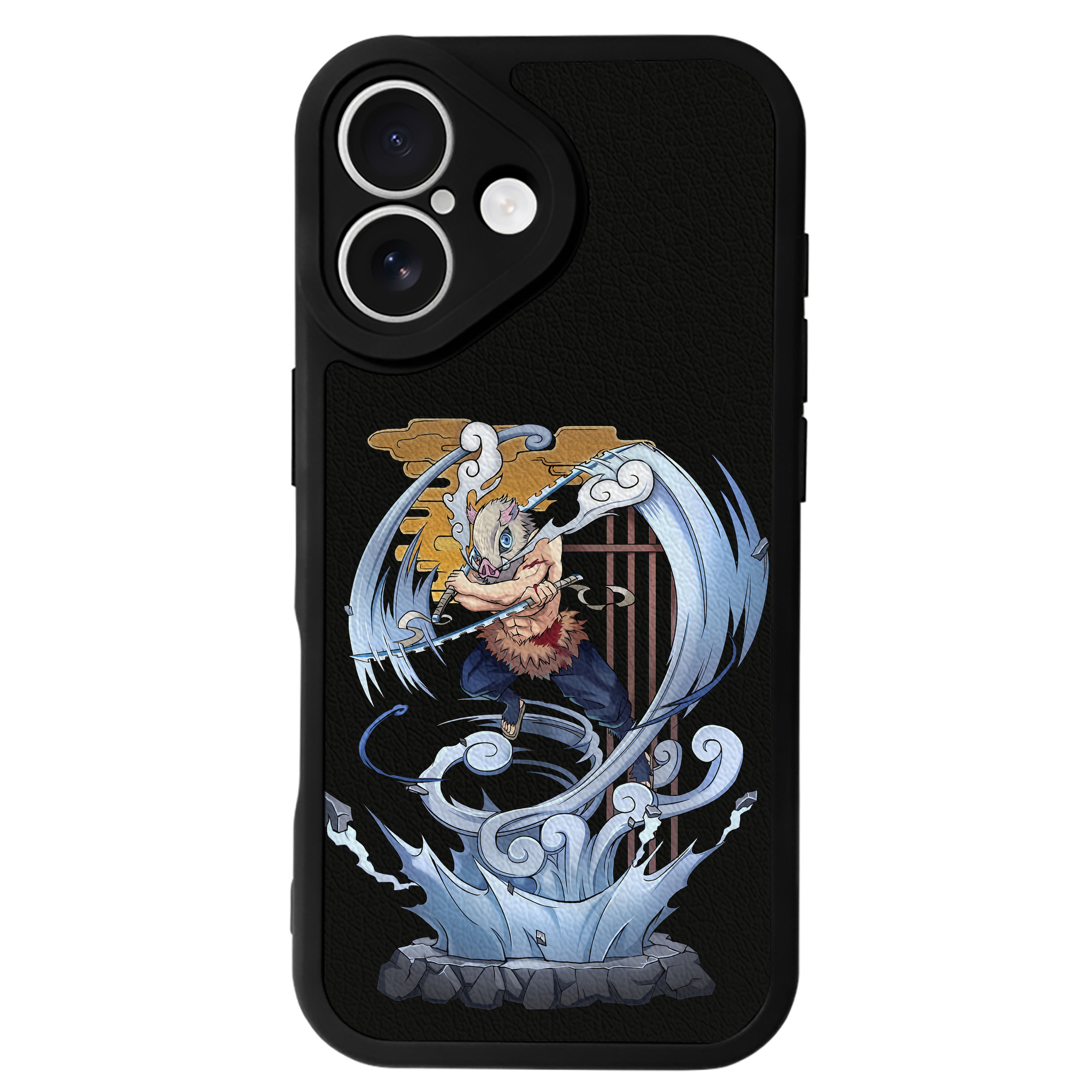 （画像用） 鬼滅の刃（きめつのやいば）嘴平 伊之助／はしびら いのすけ Hashibira Inosuke 【iPhone 16シリーズ対応】シリコンスマホケース（レザー調） 材質：シリコン